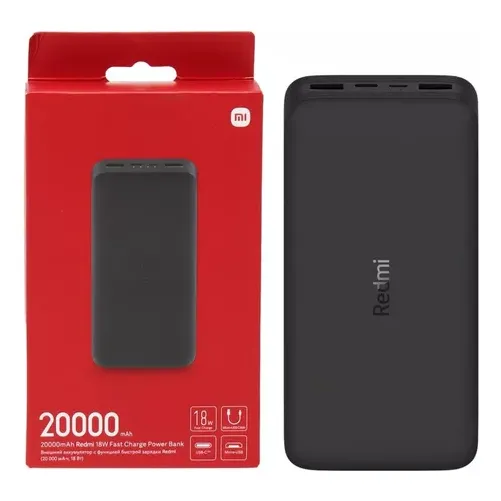 Cargador portátil Xiaomi Redmi Power Bank de 20.000 mAh, carga rápida, 18 W, USB