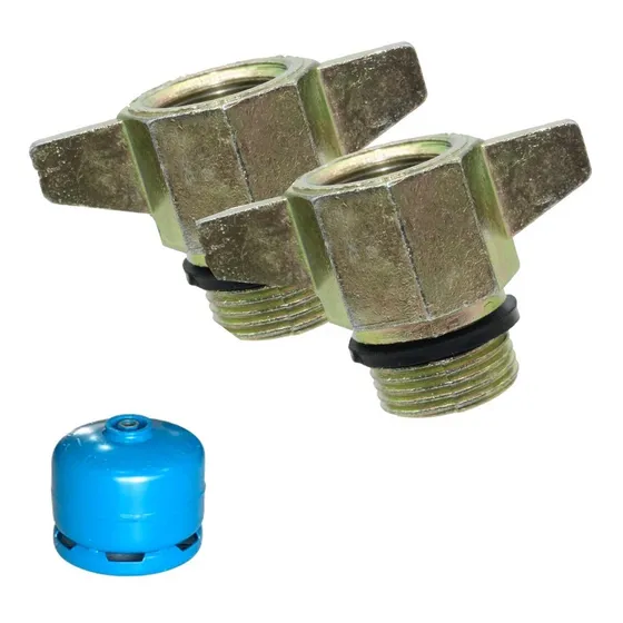 Kit 2 Adaptadores Botijão De Gas P2 P5 Rosca Grossa P/ Fina 