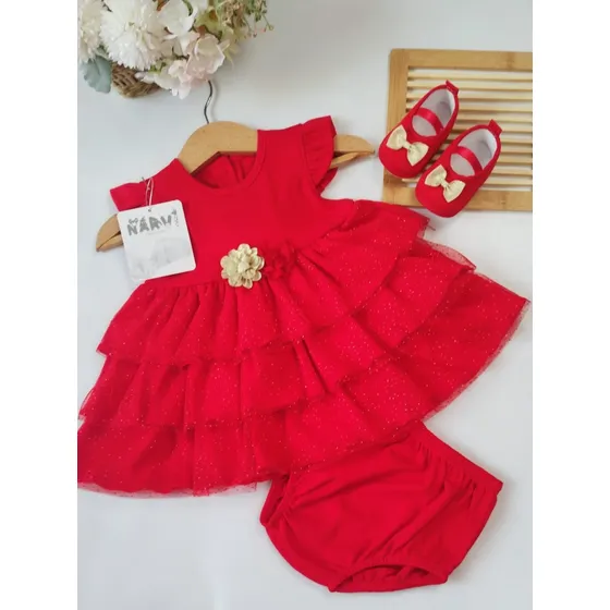Vestido De Bebé Reina Rosa  Con Zapaticos Ref. Ve21
