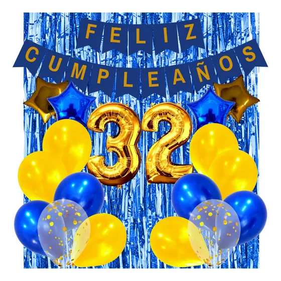 Combo Globos Cumpleaños Deco Fiesta Metalizados 20 Unid.