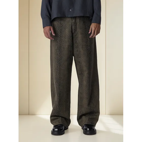 Pantalón Baggy Gabardina Estampada Tipo Serpiente