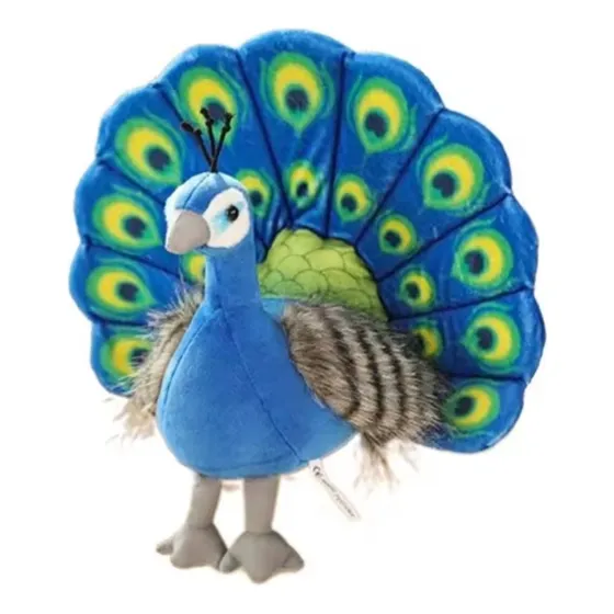 Pavo Real De Peluche 32cm. Azul