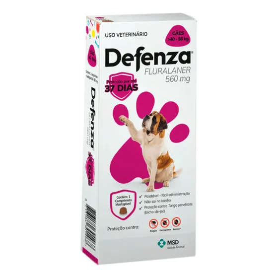 Defenza Antipulgas E Carrapatos Para Cães De 40 A 56kg 1 Cp