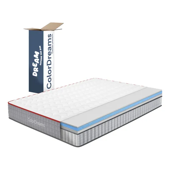 Colchón Matrimonial En Caja 135x190 Espuma Alta Densidad + Resortes Pocket Antiácaros Hipoalergénico Firmeza Justa Colordreams