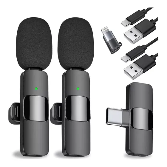 2pcs Micrófono Lavalier Inalámbrico Para iPhone Android iPad