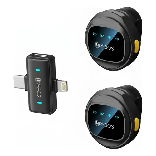 Microfone De Lapela Sem Fio Magnético 2 Em 1 Hrebos If1000