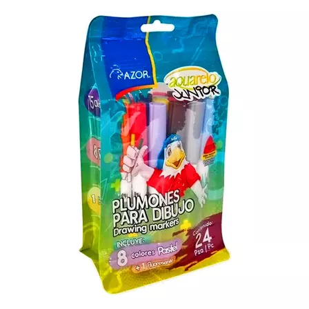 Plumones Para Dibujo Azor Aquarelo Junior Cont. 24 Piezas