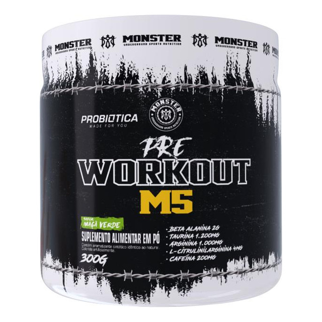 Pré Treino 300g Probiótica Sabor Maçã Verde Pré Work Out M5 Pré Treino 300g Probiótica Sabor Maçã Verde Pré Work Out M5