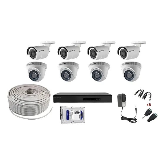 Kit Seguridad Hikvision Dvr 8 Canales, 8 Camaras 