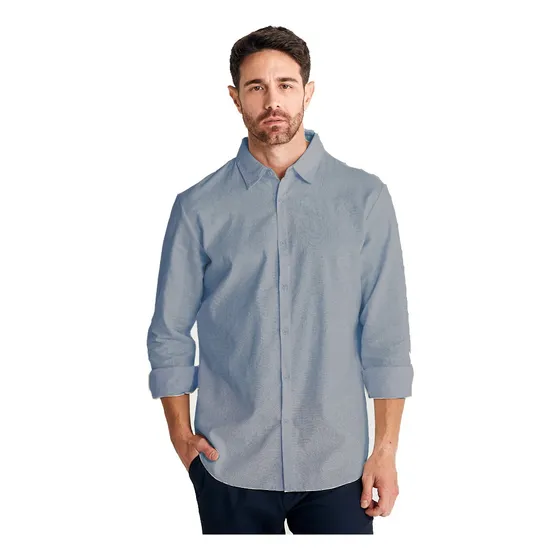 Camisa Para Hombre Cuello Americano Y Manga Larga Genérica