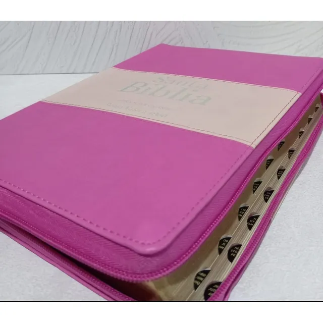 Biblia Super Gigante Rv60 Piel Fucsia Con Cierre 18 Ptos