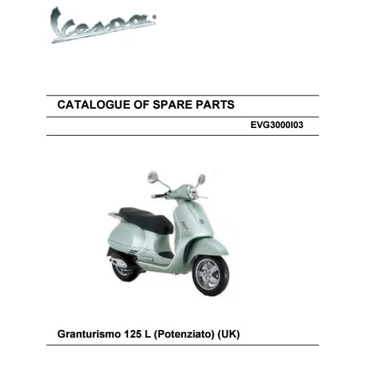 Motoneta Vespa Gt 125  2006 Manual  Despiece Version Papel