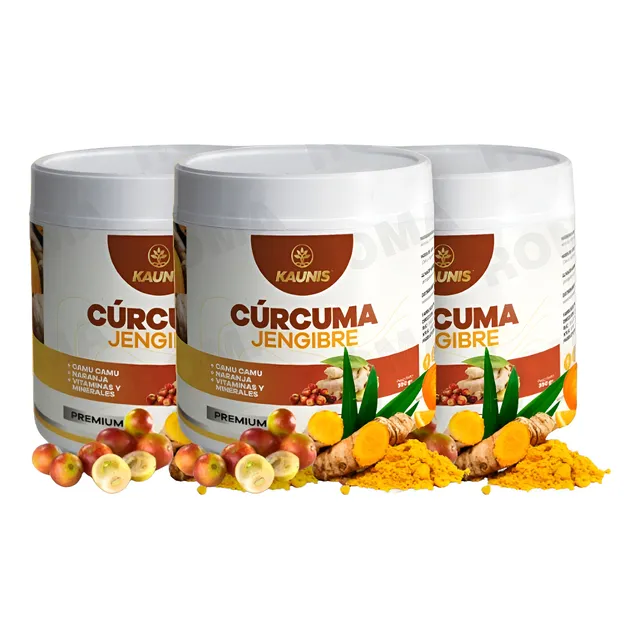 Curcuma Jengibre Camu Camu, Naranja Vitaminas Y Minerales X3