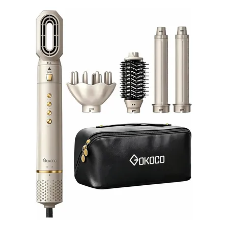 Secador De Cabelo 5 Em 1 Gokoco Gd031 Escova Hot Air Styler Bege 127-220v
