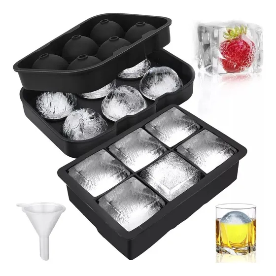 Cubeta De Hielo Silicona  Whisky Tragos Coctel  2 Formas