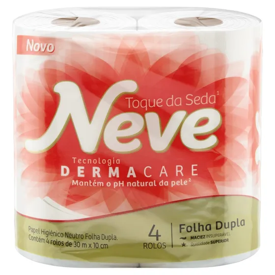 Papel higiênico Neve Toque da Seda folha dupla 30 m de 4 un