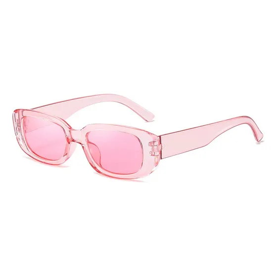 Óculos De Sol Retro Vintage Retangular Unissex Rosa
