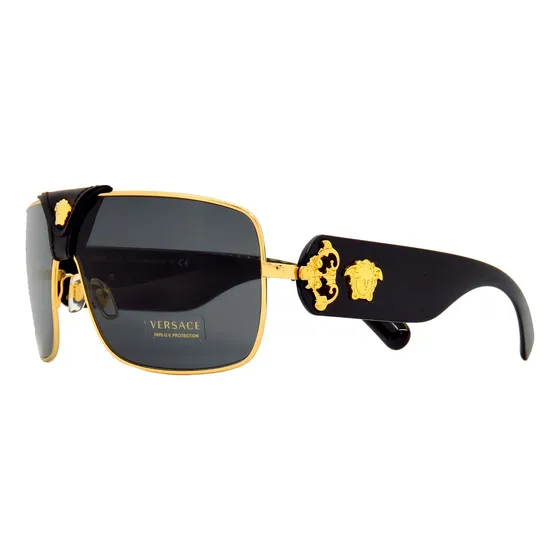 Lentes De Sol Versace Ve2207q Squared Baroque 140mm Suns Color Gold/black 1002/87