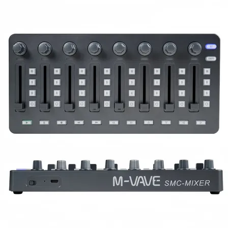 Console Midi Usb M-vave Smc Mixer Grey De 8 Portas Recarregá Cinza-escuro