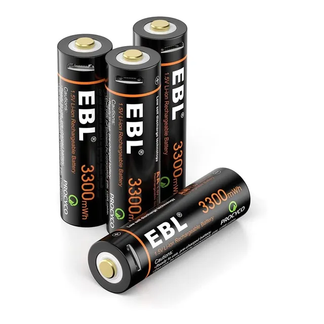 Pack De 4 Pilas Doble Aa Ebl Litio 3300mwh Con Cargador Usb