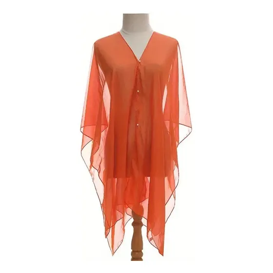 Pareo Bluza De Playa Naranja Con Perlas - Navidad Reyes