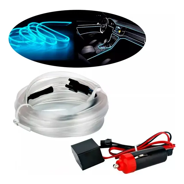 Hilo Tira Luz Neon Colores Led 12v 5m Auto Moto Azul Claro