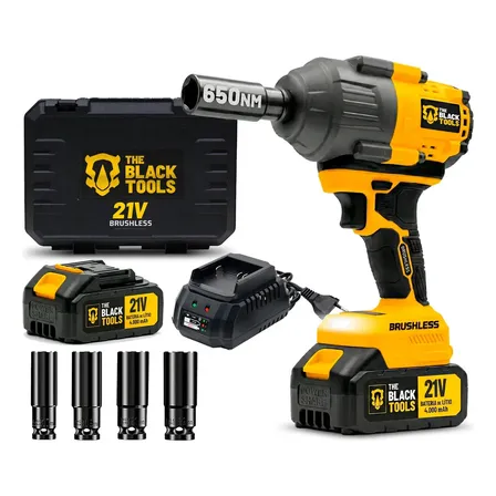 Parafusadeira Chave De Impacto A Bateria Lítio 21v Motor Brushless 650nm 65kgf.m Tb21ix The Black Tools