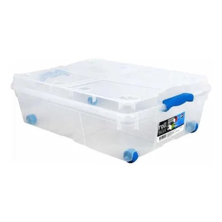 Caja Organizadora Bajo Cama 32 Litros Con Ruedas Color Transparente Liso