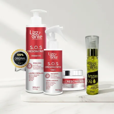 Kit Sos Crescimento Antiqueda Com Óleo De Argan Lizz Ate Pro