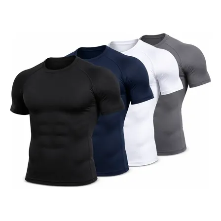 Camisa Compressão Rash Guard Manga Curta Treino Kit Com 4 Pç