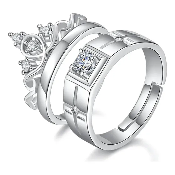 Anillos De Pareja Corona Tiara Regalo Hombre Mujer Promesa