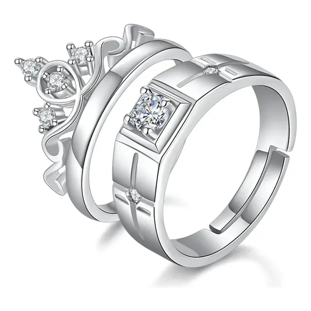 Anillos De Pareja Corona Tiara Regalo Hombre Mujer Promesa