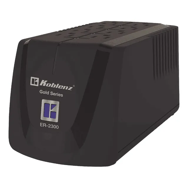 Regulador de Voltaje Koblenz Er-2300 con Desconexión Automática y Capacidad de 2300VA / 1000W para Equipos de Audio y Video, 8 Contactos Nema5-15r, Supresor de Picos Color Negro