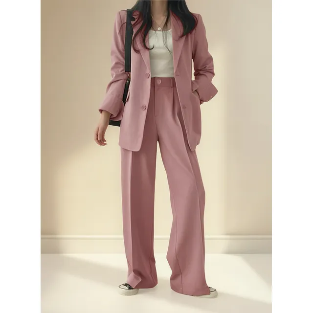 Conjunto De Pantalones Y Chaquetas Tipo Blazer Para Mujer, C