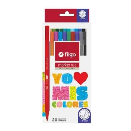 Marcadores Marker 036 Filgo Estuche X20 Colores Surtidos Csi