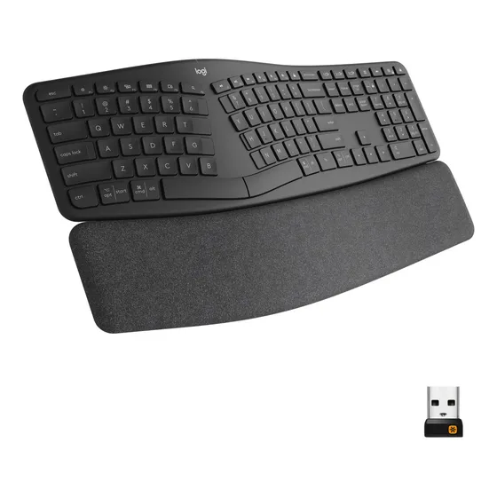 Teclado Sem Fio Ergo K860 Com Layout Dividido Preto Logitech Idioma Inglês US Qwerty