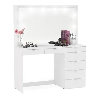 Penteadeira DitĂĄlia 7 Gavetas Branco C/ Kit Luz Camarim Cozy Penteadeira DitĂĄlia 7 Gavetas Branco C/ Kit Luz Camarim Cozy