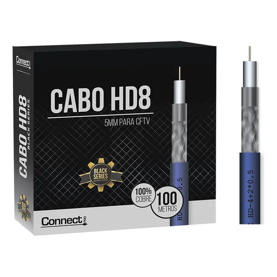 Connect Pro Cabo Cftv Hd 5mm - Hd8 - Premium - Rolo 100 Metros