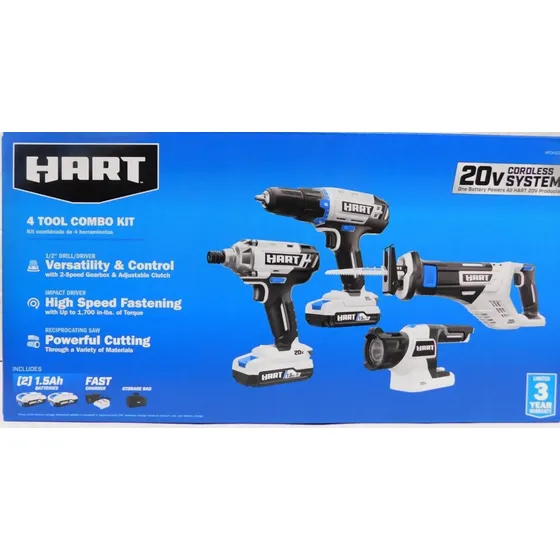 Kit Combinado De 4 Herramientas Inalámbricas Hart Hpck402b