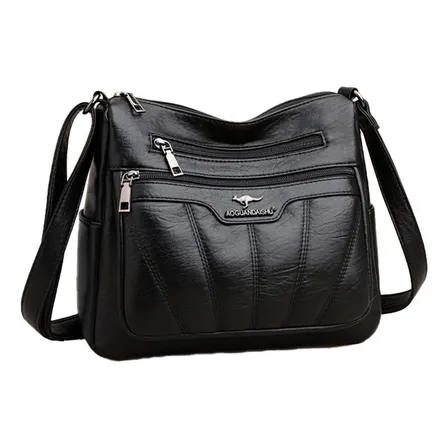 Bolsa De Ombro Feminina Moderna Grande De Couro Pu Cor Preto