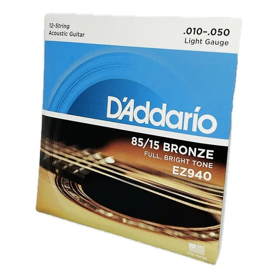 Jogo De 12 Cordas Aço Daddario P/ Violão Tensão 10-50 Ez940
