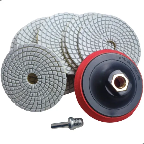 Kit C/ 10 Discos Lixa Brilho Dagua + Suporte + Adaptador M14