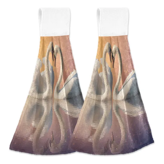 Toalla Mano Colgante Cocina Cisne Unico Absorbente Lago Lazo
