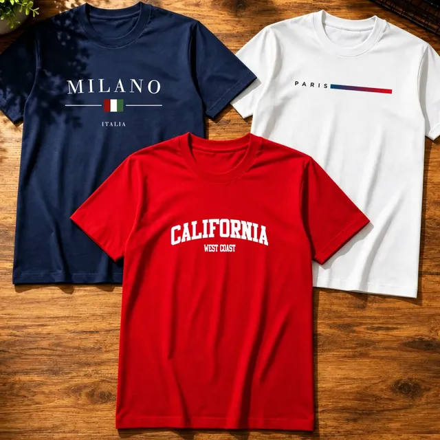 Kit 3 Camisetas Algodão Milano Paris Califórnia Masculina