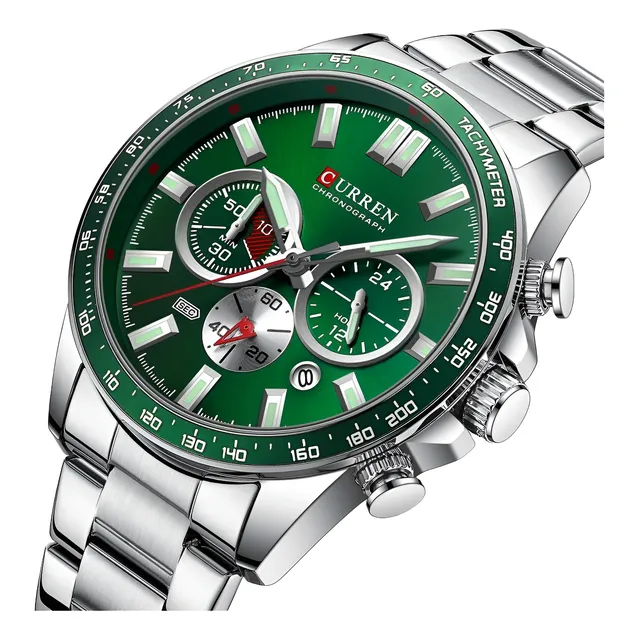 Reloj Curren De Hombre Verde Modelo 8418 Acero Inoxidable