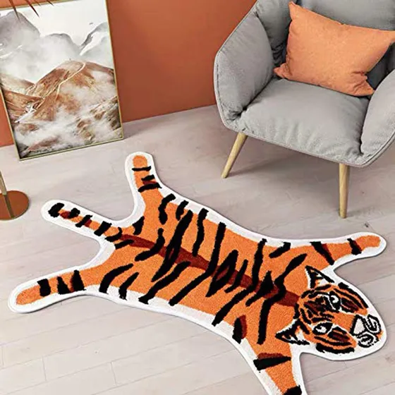 Alfombra Estampado Tigre Antideslizante Para Puerta Baño X