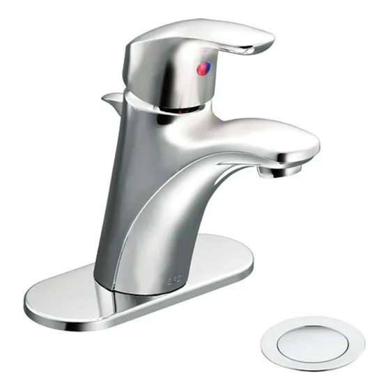 Monomando Para Lavabo Moen Baystone Ca42712 Color Plateado Acabado Cromado