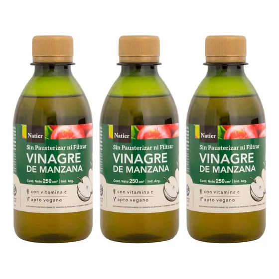 Kitx3 Vinagre De Sidra De Manzana 250 Ml Vitamina C Natier
