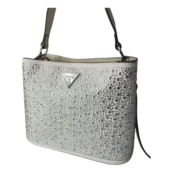Cartera Guess Blanca Con Apliques Brillantes