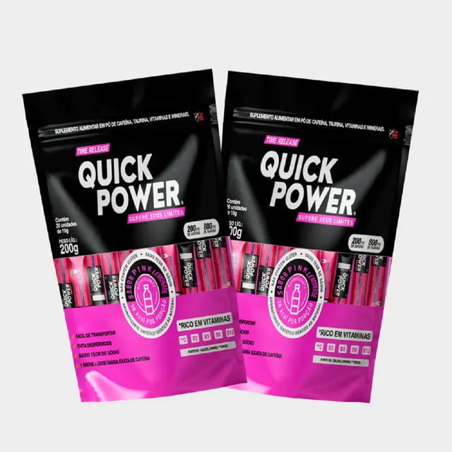 Kit 2 Suplemento Em Pó Pré Treino Quick Power Timer Release 